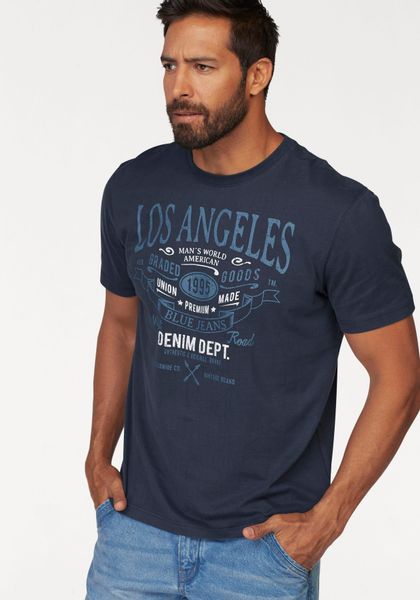 Mans World T-Shirt Kurzarm, mit Print, Rundhalsausschnitt, aus Baumwolle günstig online kaufen