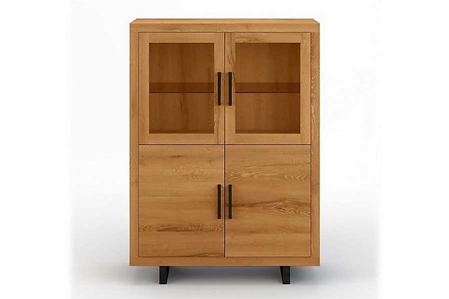 daslagerhaus living Hochschrank Vitrinenschrank Lucca Eiche H 180 cm günstig online kaufen