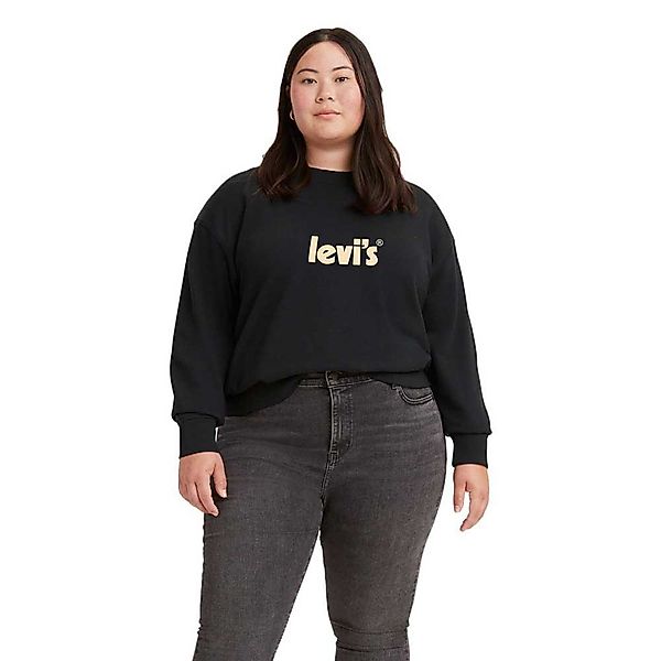 Levi's Plus – Sweatshirt in Schwarz mit Poster-Logo und Rundhalsausschnitt günstig online kaufen