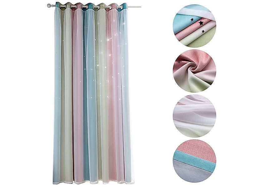 OKWISH Verdunkelungsvorhang 2er Set Curtains Farbverlauf Vorhänge Tüllvorhä günstig online kaufen
