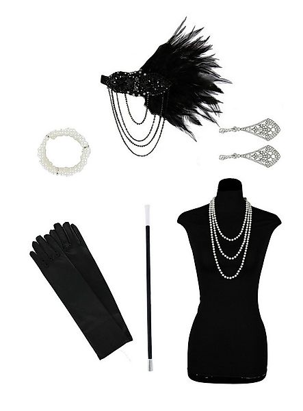thetru Kostüm 20er Jahre Accessoire-Set für Damen, Fehlt nur noch das Cockt günstig online kaufen