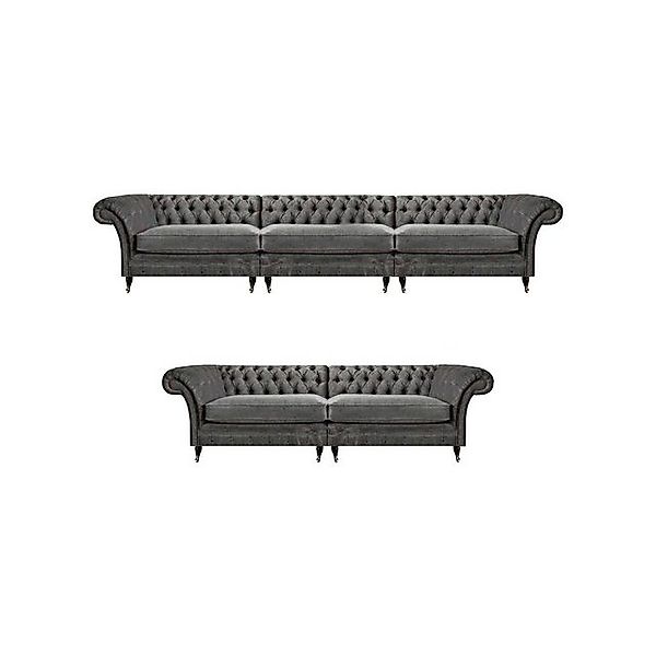 JVmoebel Sofa Edle Graue Chesterfield Sofas Exklusive Wohnzimmer Couchen Po günstig online kaufen