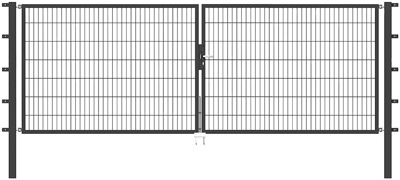Metallzaun Doppeltor für Doppelstabmatte Grün z. Einbetonieren 100 cm x 400 günstig online kaufen