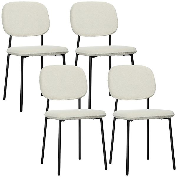HOMCOM Esszimmerstühle Polyester Stahl 49L x 47B x 85H cm Weiß günstig online kaufen