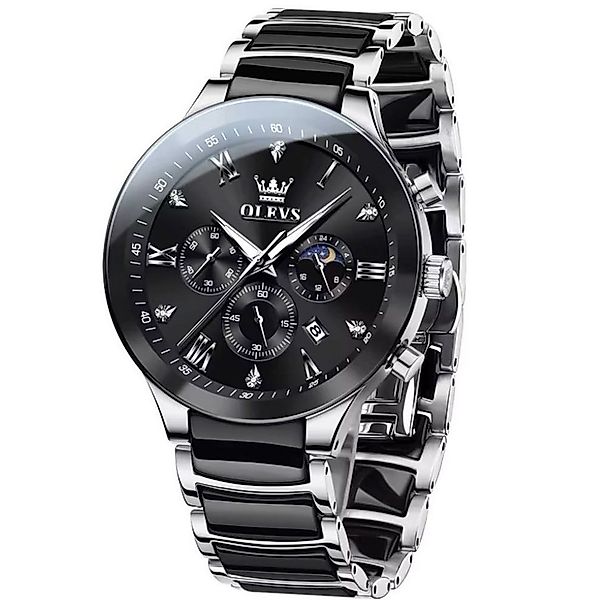 Tidy Quarzuhr Herrenuhr Chronograph mit Keramikarmband Bi Color günstig online kaufen