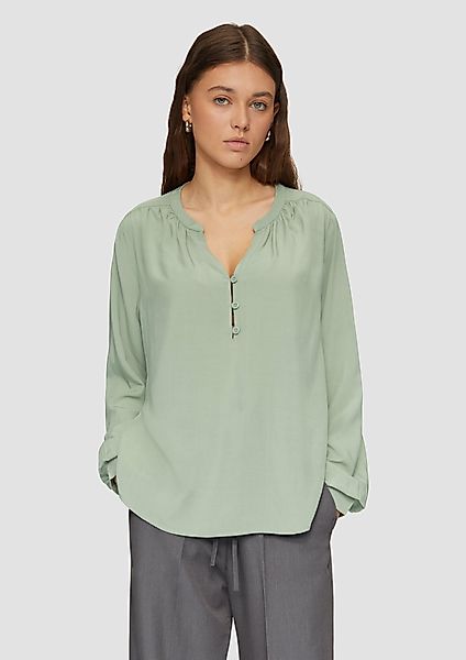 QS Langarmbluse Fließende Viskose-Bluse mit Raffung günstig online kaufen
