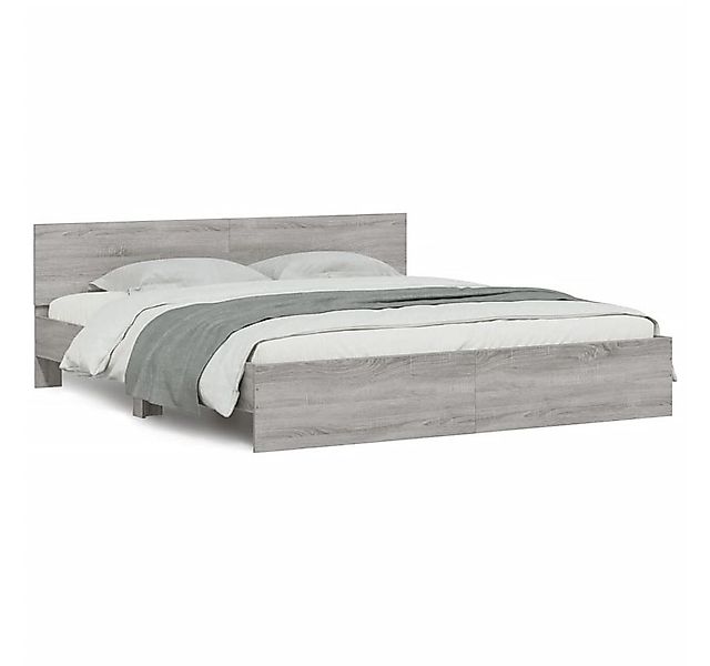 vidaXL Bettgestell, Bettrahmen mit Kopfteil Grau Sonoma 200x200 cm günstig online kaufen