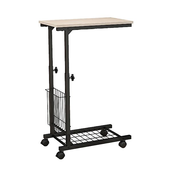 Costway Beistelltisch mit Rollen Laptoptisch Höhenverstellbar Natur günstig online kaufen