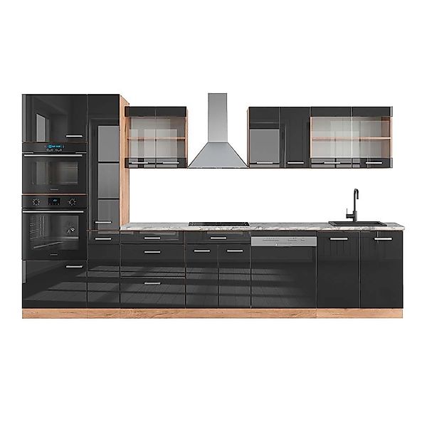Vicco Küchenzeile R-Line, Anthrazit Hochglanz/Goldkraft Eiche, günstig online kaufen