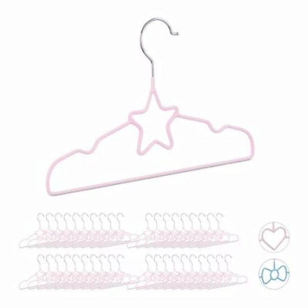 relaxdays 40 x Kinderkleiderbügel Stern hellrosa günstig online kaufen