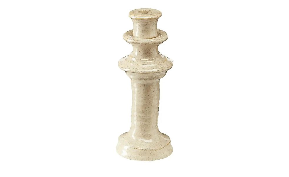 HOME STORY Kerzenhalter   ¦ beige ¦ Steingut ¦ Maße (cm): H: 25,5  Ø: 10.3 günstig online kaufen