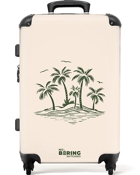 NoBoringSuitcases.com© Hartschalen-Trolley Beige mit grünen Palmen günstig online kaufen