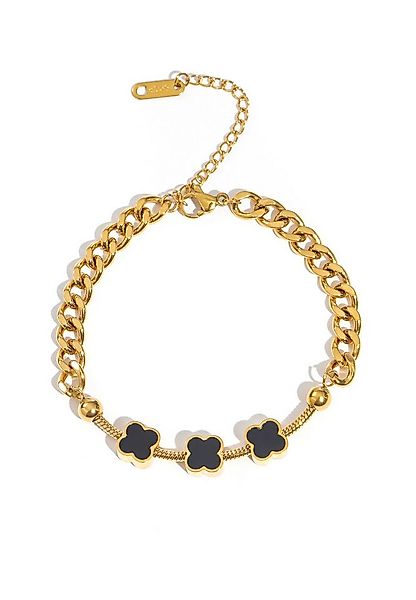 GOLDKLEIN Edelstahlarmband Blumen Perlmutt Edelstahl Panzerarmband mit Char günstig online kaufen