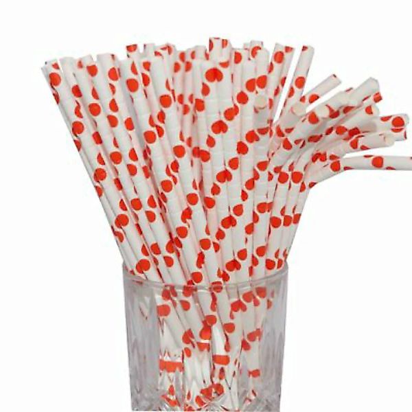 LUXENTU Papier-Trinkhalm orange/weiß gepunktet mit Knick 100 Stück Trinkhal günstig online kaufen