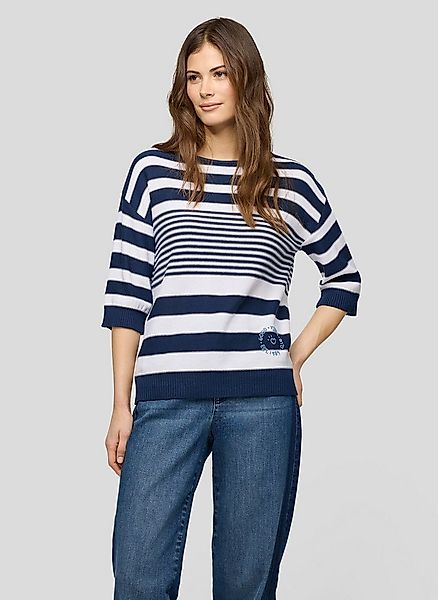 Rabe Rundhalspullover mit Streifen Muster günstig online kaufen