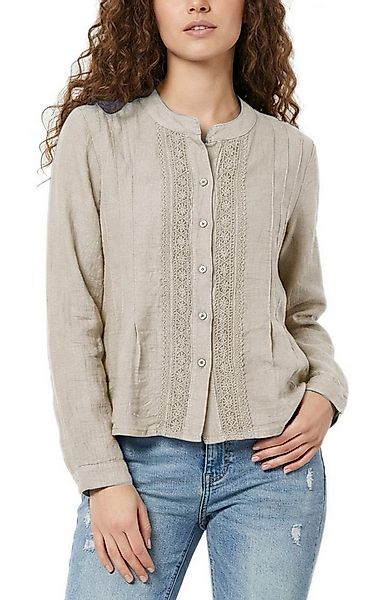 dy_mode Langarmbluse Damenbluse – Stilvolle Tunika mit Spitzenbesatz in Uni günstig online kaufen