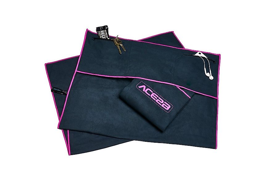 ACE2B Sporthandtuch ace2b Handtuch Mikrofaser Reißverschluss Taschen + Ruts günstig online kaufen