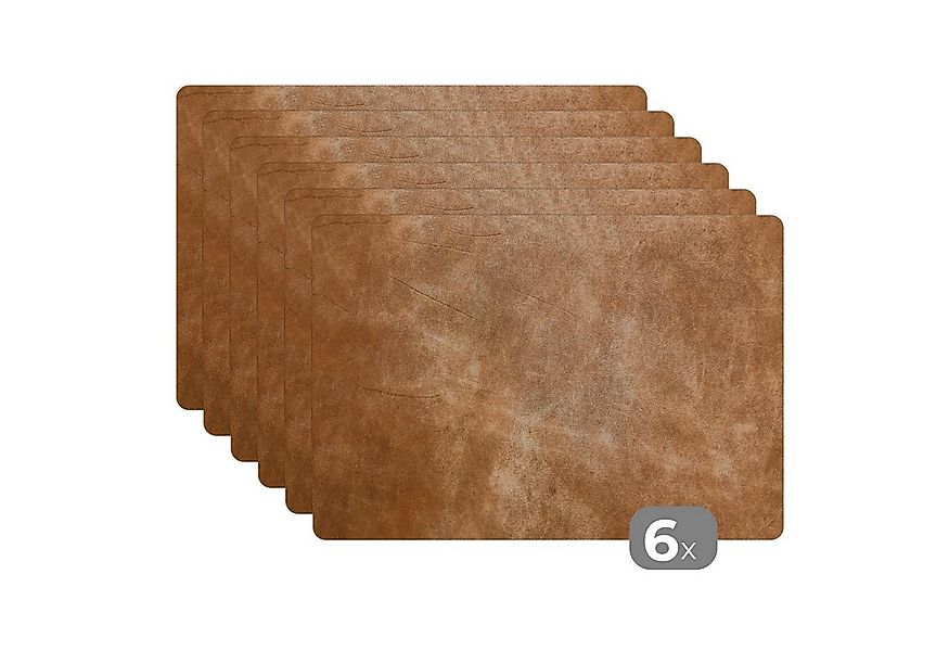 MuchoWow Platzset Leder - Druck - Lederoptik/print - Braun, (6-St), Platzse günstig online kaufen