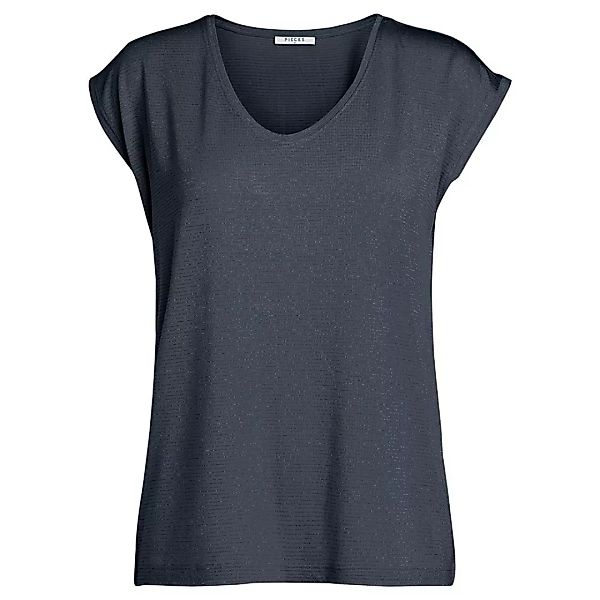 Pieces Billo Kurzärmliges T-shirt Mit Lurexstreifen M Ombre Blue / Detail L günstig online kaufen