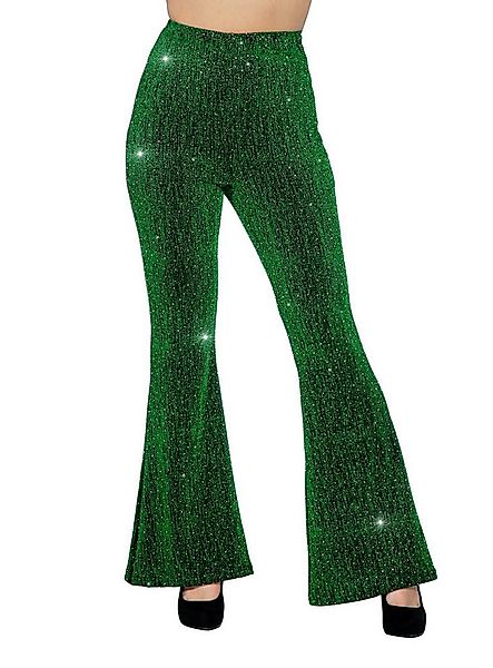 Metamorph Kostüm Disco Leggings für Damen grün, 70er Jahre Schlaghose mit M günstig online kaufen