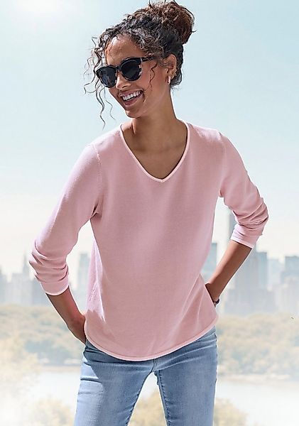Vivance V-Ausschnitt-Pullover mit Kontrastkanten, casual günstig online kaufen
