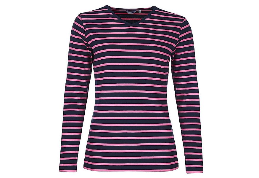 modAS Langarmshirt 25804 Damen Shirt mit Streifen und V-Ausschnitt - Breton günstig online kaufen