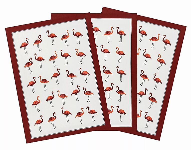 3er Pack Kracht Halbleinen Geschirrtuch Flamingos 50x70 cm günstig online kaufen