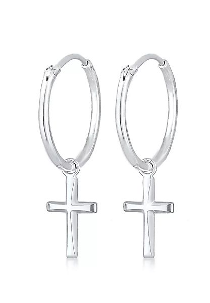 Elli Paar Creolen "Creolen Hänger Kreuz Religion 925 Silber" günstig online kaufen