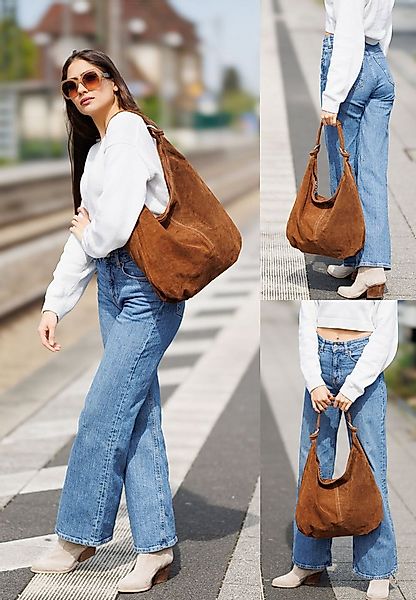 Caspar Schultertasche Damen Vintage Leder Tasche Hobo Bag - CLASSIC LINE - günstig online kaufen