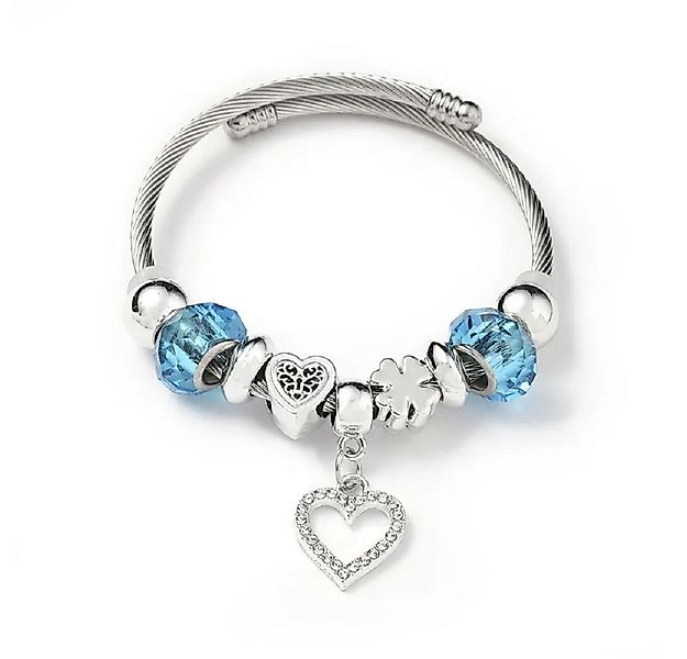 Eyecatcher Armkette Charm-Armband mit blauen Kunststoffperlen & 10 Symbolan günstig online kaufen