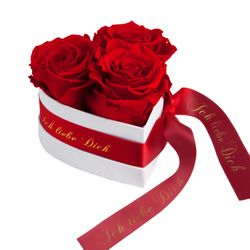 Kunstblume Rosenbox Herz 3 infinity Rosen günstig online kaufen