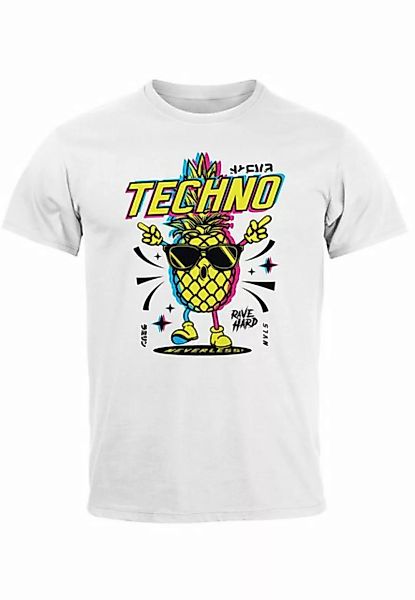 Neverless Print-Shirt Herren T-Shirt Shirt Techno Tanzen Lustig Ananas Rave günstig online kaufen