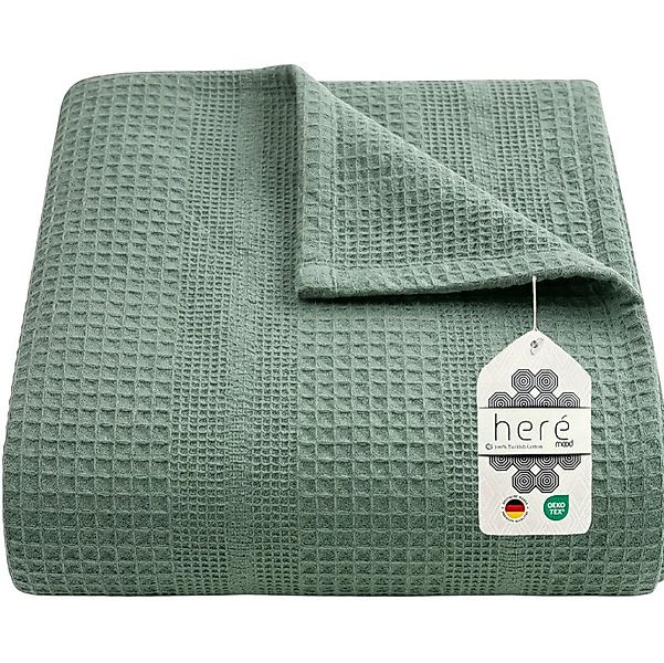 herémood Tagesdecke aus 100% Baumwolle – Elegante Waffelpique Wohndecke 180 günstig online kaufen