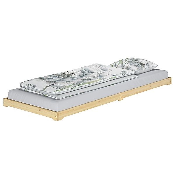 Erst-Holz Überlanges Holzbett Kiefer Massiv Extra Niedrig 90 x 220 Modell 4 günstig online kaufen