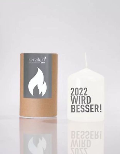 kerzilein "Kerze ""2022 wird besser!"" H8,5xØ6 cm" anthrazit/weiß günstig online kaufen
