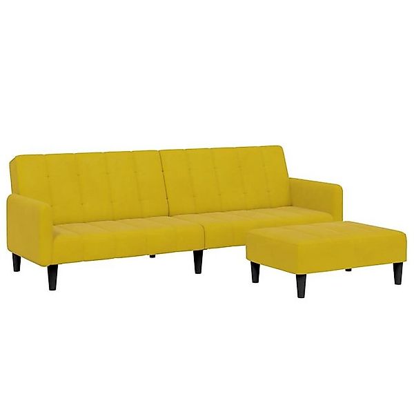 vidaXL Sofa Schlafsofa 2-Sitzer mit Fußhocker Gelb Samt günstig online kaufen