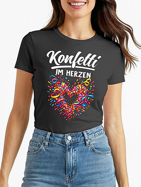 MoonWorks Print-Shirt Damen T-Shirt - Spruch Konfetti im Herzen - Fasching günstig online kaufen