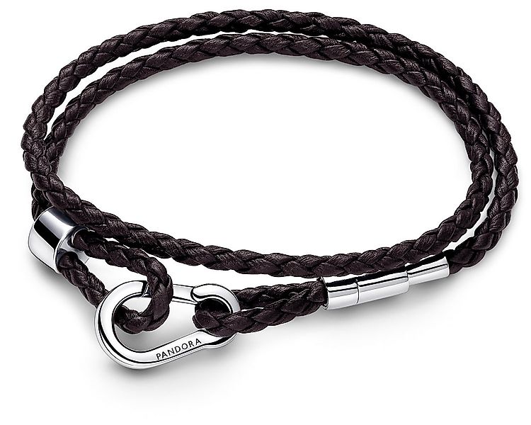 Pandora Silberarmband Doppeltes Lederfür Frauen Braun günstig online kaufen