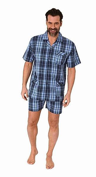 Normann Pyjama Herren kurzarm Schlafanzug Shorty Pyjama gewebt mit Knopflei günstig online kaufen