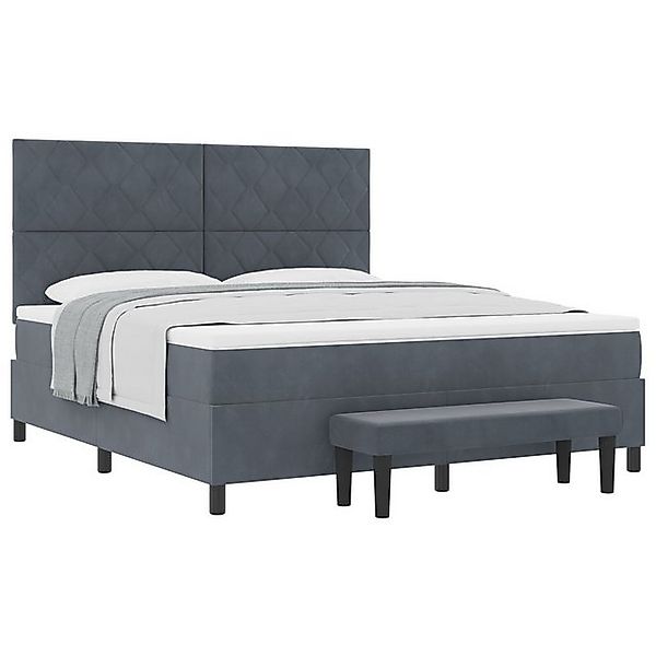 vidaXL Bett Boxspringbett mit Matratze & Bank Dunkelgrau 180x200 cm Samt (2 günstig online kaufen