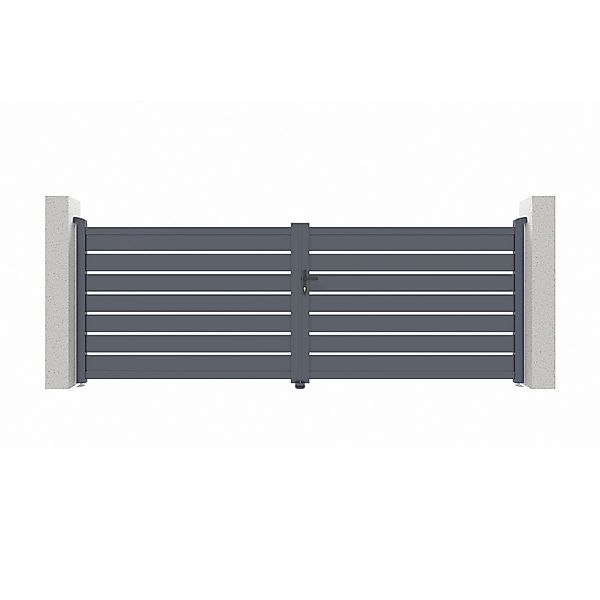 Casanoov Flügeltor Vogel 400x140cm & 2 Pfosten H.166cm Aluminium Grau günstig online kaufen
