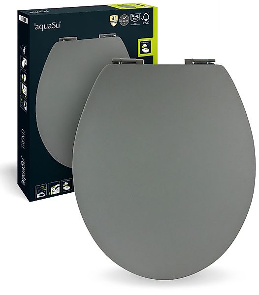 SANITOP WINGENROTH WC-Sitz Einfarbig, Grau, Holzkern, günstig online kaufen