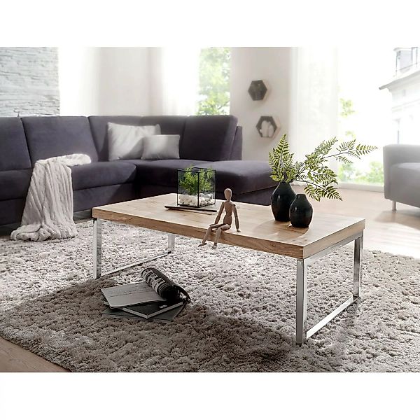 Couchtisch GUNA Massiv-Holz Akazie 120 cm breit Wohnzimmer-Tisch Design dun günstig online kaufen