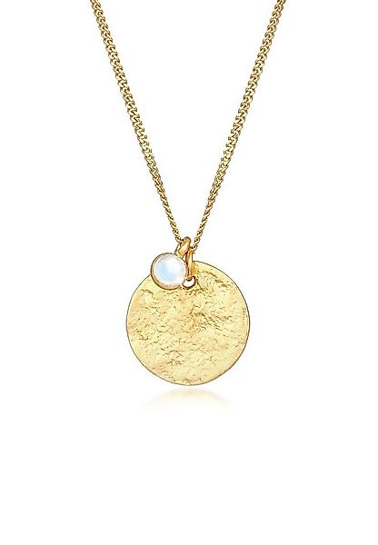 Elli Kette mit Anhänger Plättchen Vintage Mondstein Solitär 925 Silber, Plä günstig online kaufen