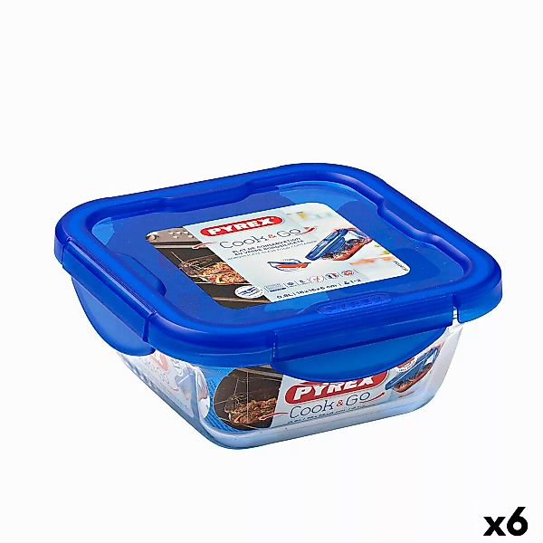 Lunchbox Hermetisch Pyrex Cook & Go 16,7 X 16,7 X 7 Cm Blau 850 Ml Glas (6 günstig online kaufen