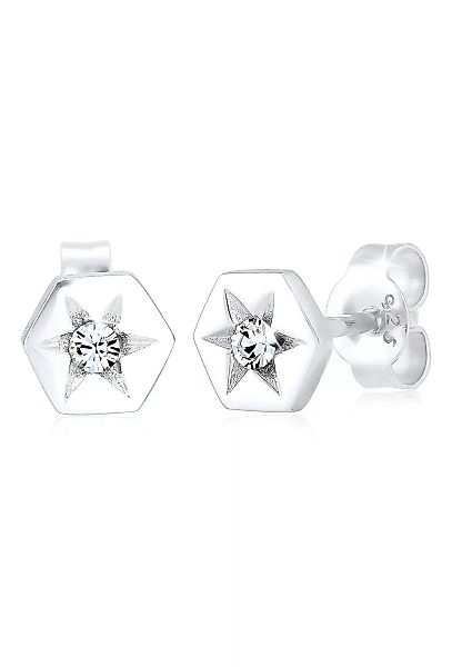 Elli Paar Ohrstecker "Stern Hexagon Kristalle Sterling Silber" günstig online kaufen