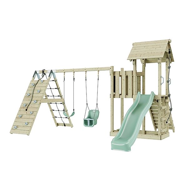 OutdoorToys Spielturm Roskilde mit Babyschaukel Mintgrün günstig online kaufen