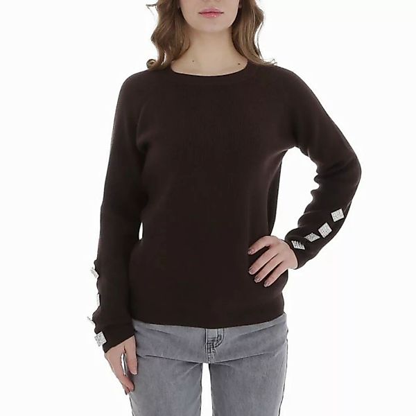 Ital-Design Strickpullover Damen Freizeit (88578873) Strass Stretch Strickp günstig online kaufen