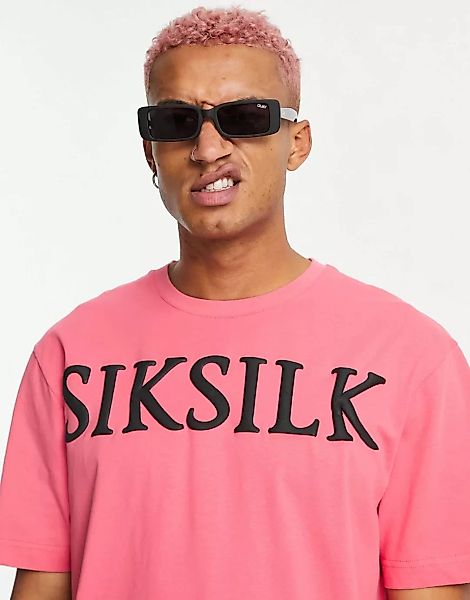 SikSilk – Oversize-T-Shirt in Rosa mit Logo günstig online kaufen
