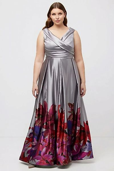 Ulla Popken Abendkleid Abendkleid Bordüre A-Linie V-Ausschnitt ärmellos günstig online kaufen
